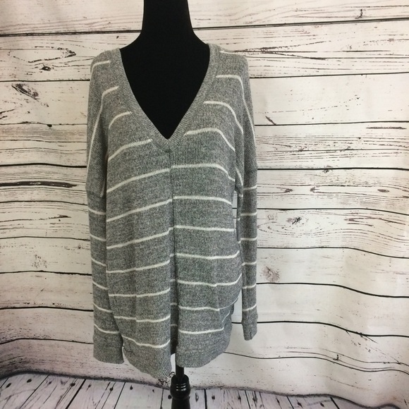 ⚡️Check&Stripe slouchy grey stripe sweater size L - Picture 1 of 6